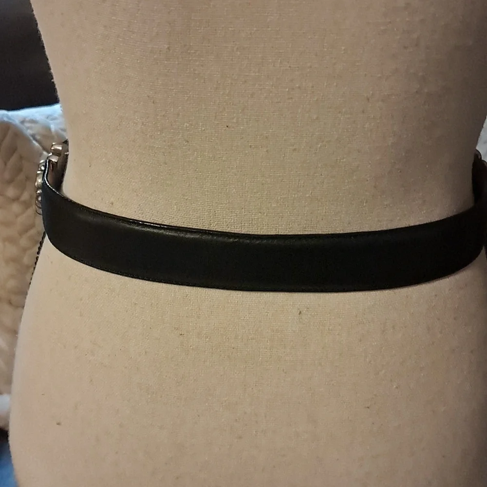 Vintage 90s Brighton Belt Brown & Black Two Tone Leather Silver Buckle Size S